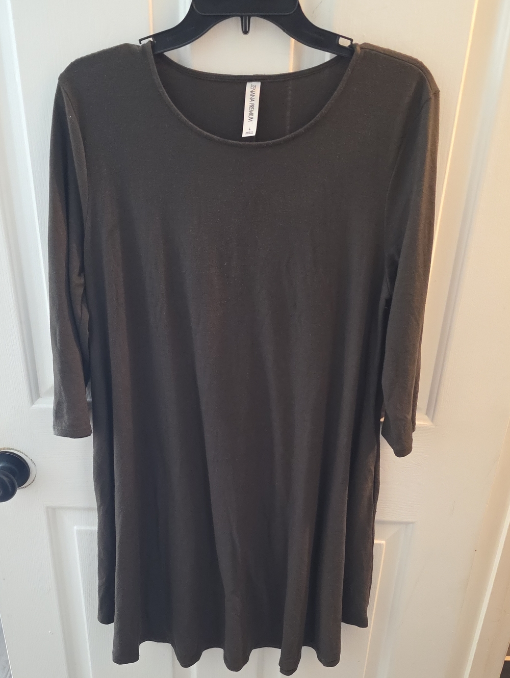 Zenana Outfitters Olive Green Long Sleeve Swing Dress